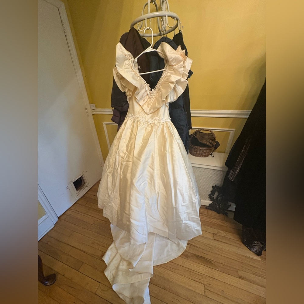 Vntg RARE Frank Masandrea cream wedding gown piece